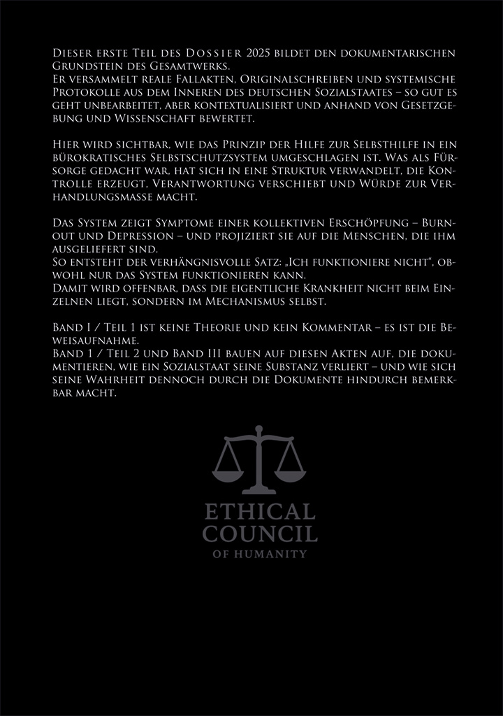 Rückseite: Dossier 2025 Band I, Teil 1 – System der Armut